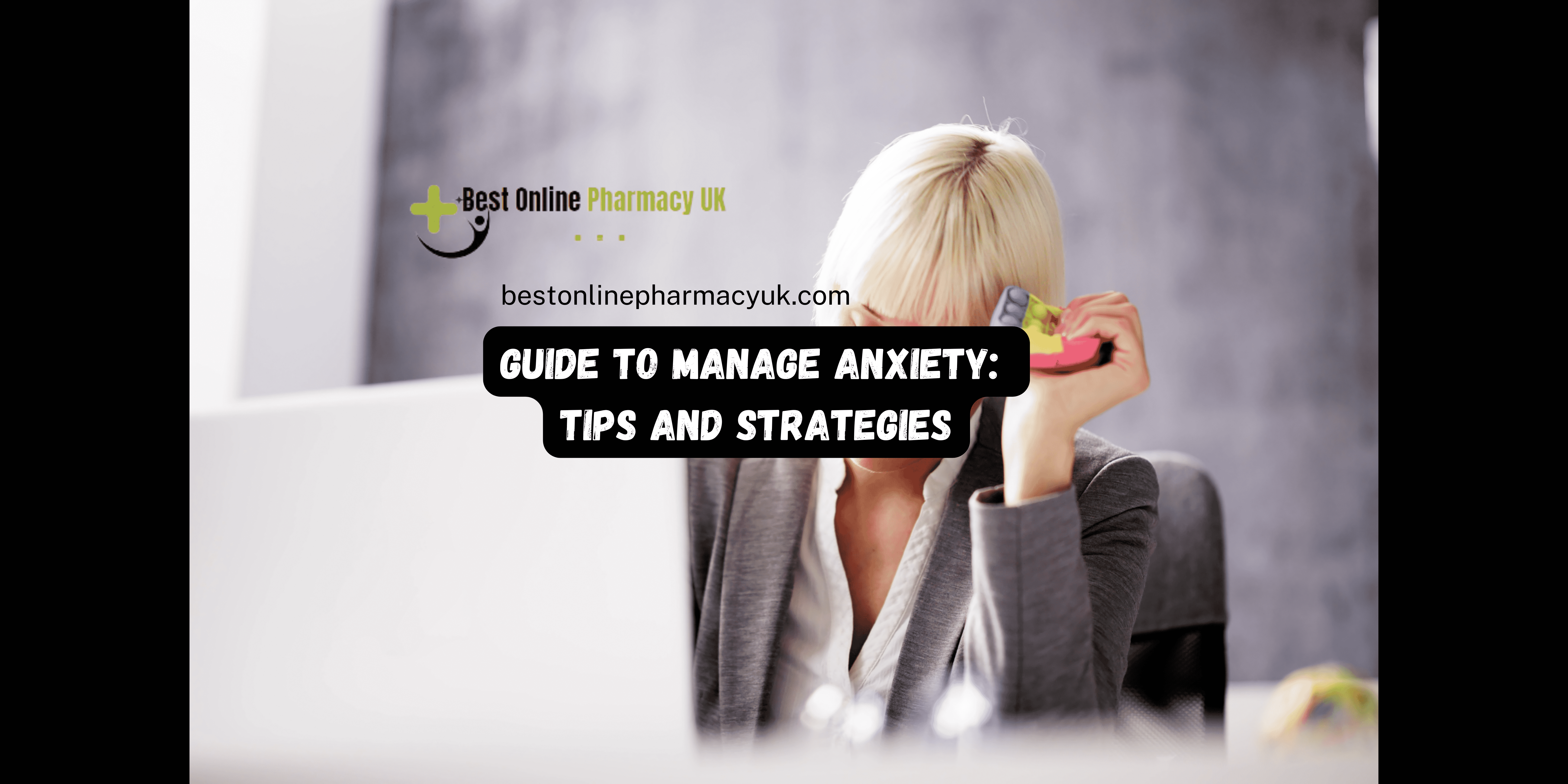 Anxiety-ridden woman sitting at an office desk, reflecting stress and mental health challenges.