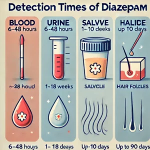 Diazepam Detection Times in Body Fluids Infographic